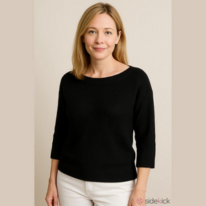 Lord & Taylor Black Waffle Knit Sweater